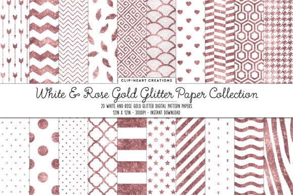 Download Rose Gold &amp; White Glitter Papers - White glitter Collection