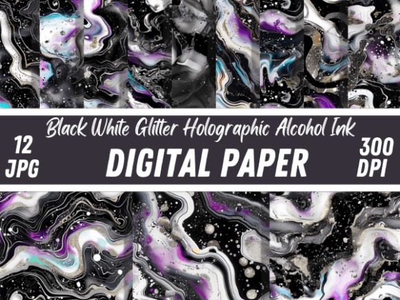 Download Black White Glitter Holographic Alcohol - White glitter Collection